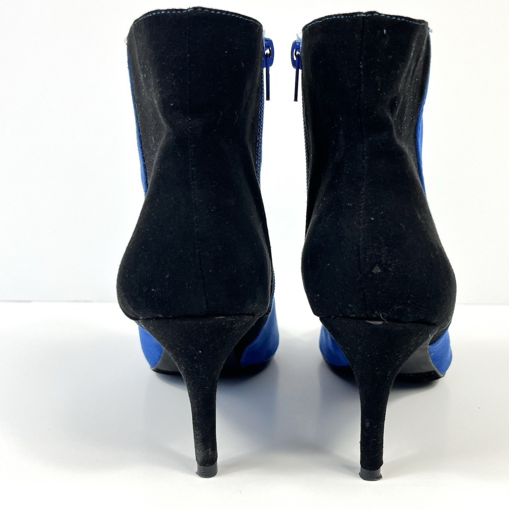 Dolce Womens Suede Stiletto Heel Ankle Boot Size 7.5 Blue Black Modern Sleek - Picture 4 of 13